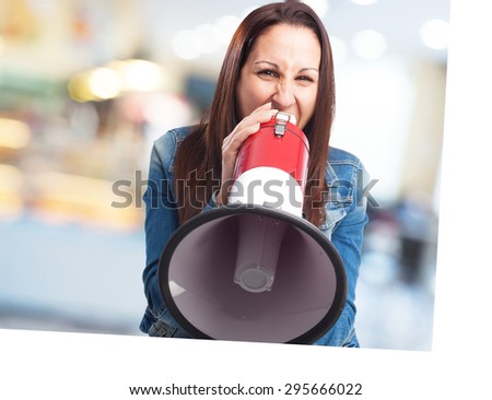 woman shouting with a megaphone