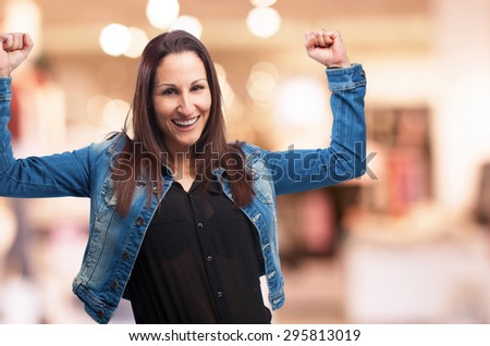 woman winning gesture