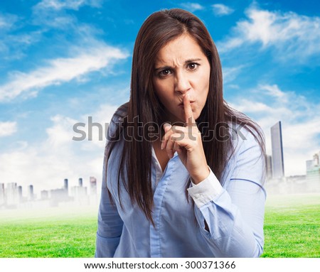 woman silence gesture