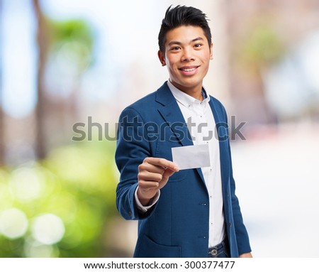 chinese man with visit card