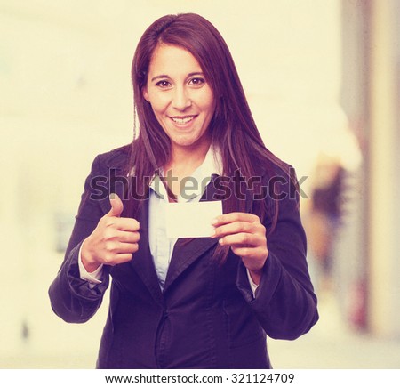 cool business-woman with visit card
