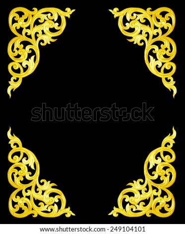 Pattern of flower carved frame on black background