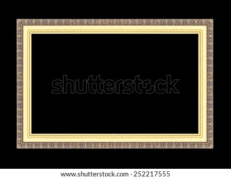 Gold picture frames. Isolated on black  background
