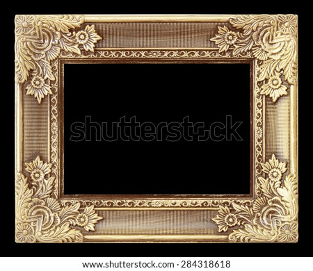 Old antique gold frame on the black background