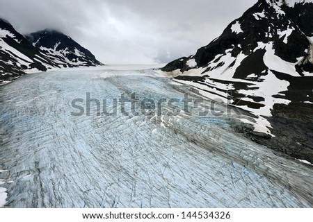 Aerial view of Godwin Glacier, Alaska