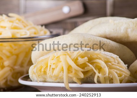 Typical Venezuelan or Colombian meal, with , cheese
