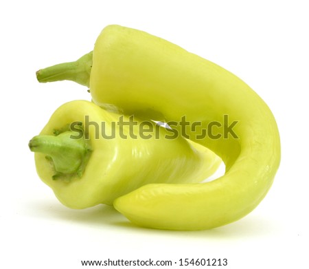 Yellow Banana Peppers on White Background