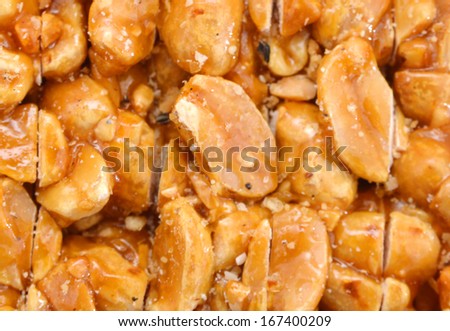 peanut brittle as background close up