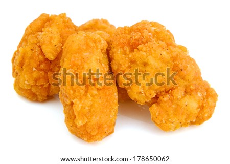 image of the fried Popcorn chicken is a best food on white