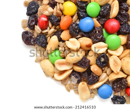 trail mix on white background