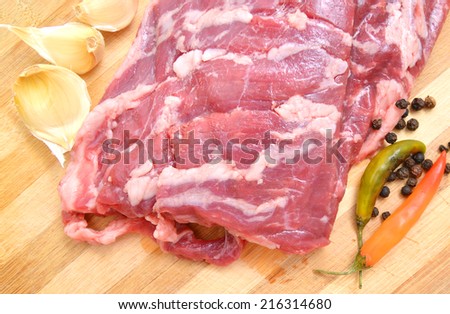 Beef chuck steak on wooden board