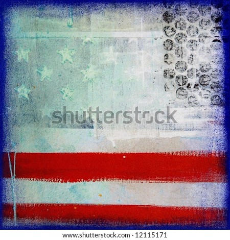 Abstract painted background with stars and stripes Art is created and painted by myself