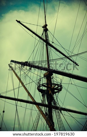 old ship ship mast vintage background