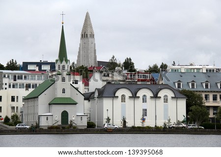 Historical buildings in capital of Iceland-Reykjavik city,