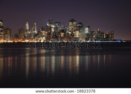 new york city at night time. ny, new vibrant night time
