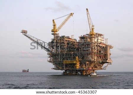 Oil rig platform off the coast of Angola