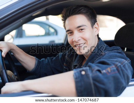 Portrait of happy male driver