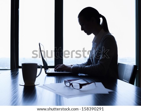 Businesswoman working on computer in the office Businesswoman working on computer in the office