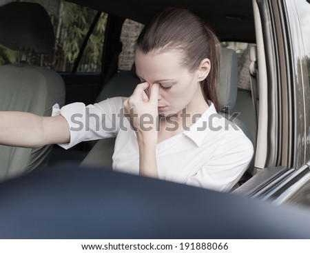 Transportation concept - Stressed woman driver.