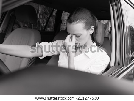 Stressed woman driver.