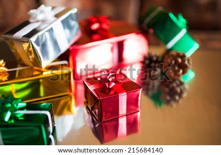Colorful christmas gift boxes.