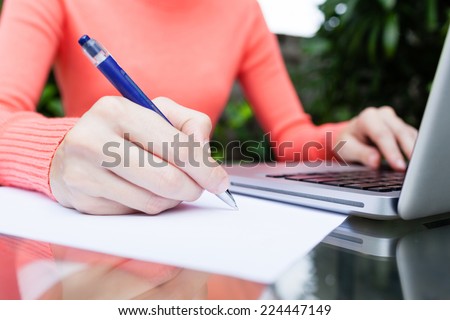 Woman writing
