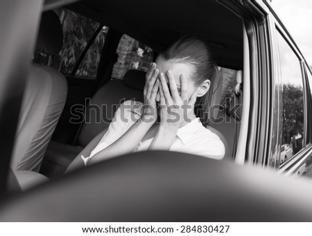 Stressed female driver