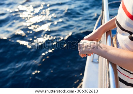 Woman going for a ride on a yacht.