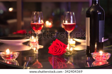 Romantic dinner setting.