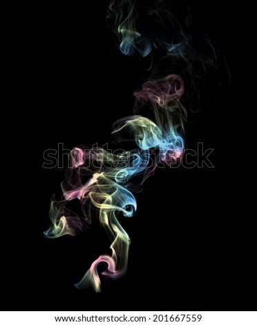 High resolution abstract colored smoke isolated on a black background