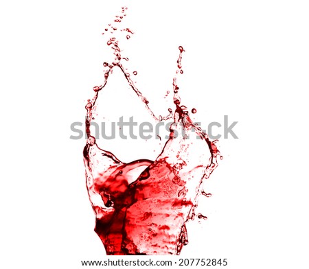 high resolution, beautiful red juice splash isolated on white background