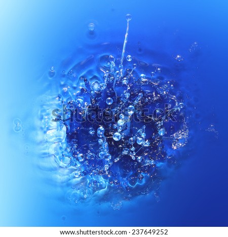 Fresh water splash. Beautiful abstract blue background. Can be used as a water texture.