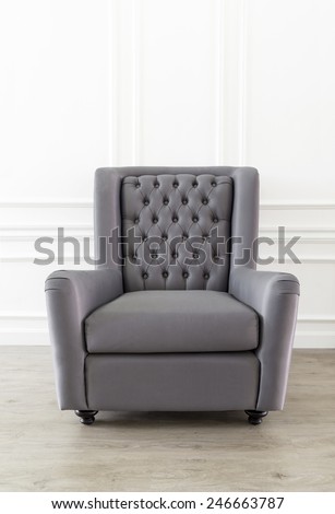 Purple armchair in living room