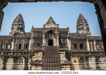 Angkor Wat Window. Religion, Tradition, Culture. Cambodia, Asia.