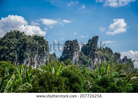 Beautiful Stone Cliff in the Jungle. Khao Sok National Park. Thailand. Asia. South East Asia adventure.