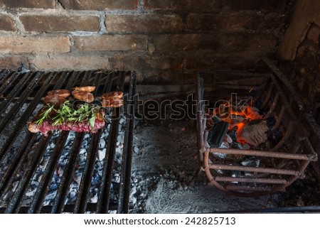 Cooking barbecue traditional Asado at Buenos Aires. Argentina.
