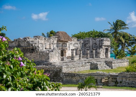 Mayan Ruins Besides Caribbean Sea. Riviera Maya, Traveling America.