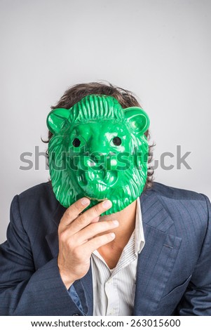 Work joker, using a mask on a job suit.