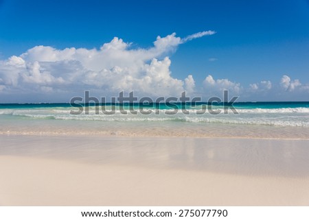 Beautiful Panoramic View of ocean at caribbean destination, traveling Mexico. Central America.