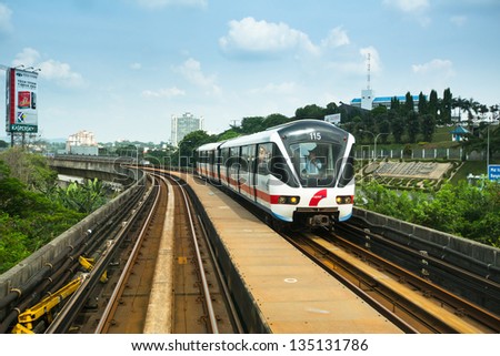 KUALA LUMPUR MALAYSIA APR 4 View of the city from Kelana Jaya Line on April 4 2013 in Kuala Lumpur Today KJL carries over 190 000 passengers a day and over 350 000 a day during national events KUALA LUMPUR MALAYSIA APR 4 View of the city from Kelana Jaya Line on April 4 2013 in Kuala Lumpur Today KJL carries over 190 000 passengers a day and over 350 000 a day during national events