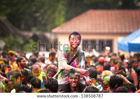 KUALA LUMPUR, MALAYSIA - MAR 31: People celebrated Holi Festival of Colors, Mar 31, 2013 in Kuala Lumpur, Malaysia. Holi, marks the arrival of spring, being one of the biggest festivals in Asia.