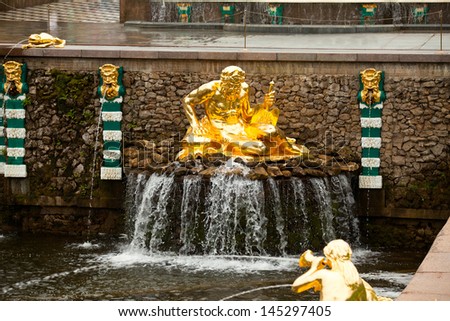 PETERHOF, RUSSIA - JULY 1: Fountains of Petergof near St. Petersburg, May 1, 2012 in Peterhof, Russia. The name was changed to Petrodvorets in 1944, the original name was restored in 1997.