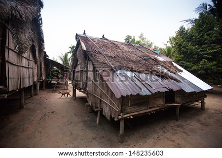 BERDUT, MALAYSIA - APR 8: Houses in village Orang Asli - the aborigines of Malaysia on Apr 8, 2013 in Berdut, Malaysia. More than 76% of all Orang Asli live below the poverty line.