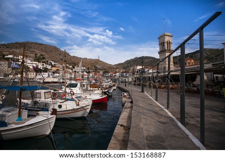 HYDRA, GREECE - MAY 7: View of Hydra town in May 7, 2013 in Hydra, Greece. Hydra island (20.1 sq mi, pop.1900) was and is one of the major centers of artistic creation, the island hosted many artists.