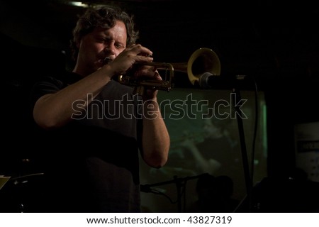 TOMSK, RUSSIA - OCTOBER 2: Musician Alex Sipiagin in jazz club Underground on 1st International Festival of a clubs jazz, October 2, 2008 in Tomsk, Russia.