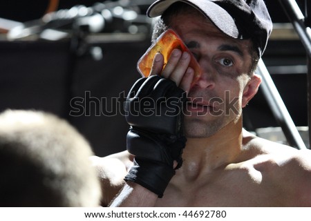 TOMSK, RUSSIA - JULY 2: Fight in championship of Russia of mixed fighting single combats, July 2, 2009 in Tomsk, Russia.
