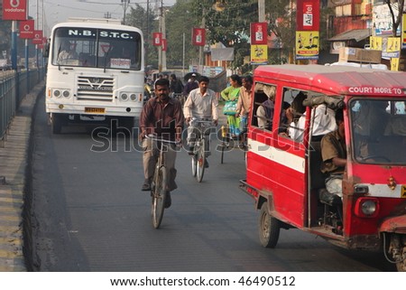 SILIGURI, INDIA - DECEMBER 4: Streets Siliguri - a transit point for air, road and rail traffic to Nepal, Bhutan, Bangladesh and Indian state Sikkim, on December 4, 2008 in Siliguri, India.