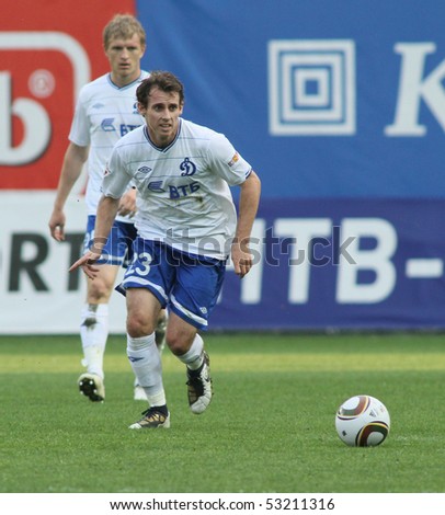 MOSCOW - MAY 15: Dinamo\'s defender Luke Wilkshire in a game of the 11th round of Russian Football Premier League - Dinamo Moscow vs. Alania Vladikavkaz - 2:0, May 15, 2010 in Moscow, Russia.