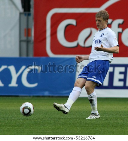 MOSCOW - MAY 15: Dinamo\'s defender Denis Kolodin in a game of the 11th round of Russian Football Premier League - Dinamo Moscow vs. Alania Vladikavkaz - 2:0, May 15, 2010 in Moscow, Russia.
