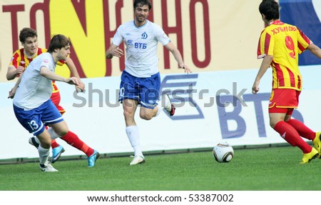 MOSCOW - MAY 15: An unidentified participants in a game of the 11th round of Russian Football Premier League - Dinamo Moscow vs. Alania Vladikavkaz - 2:0, May 15, 2010 in Moscow, Russia.